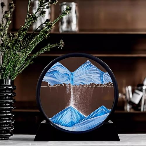 Miniatura 8 de AIHYING Arte de arena en movimiento, movimiento líquido, 3D, redondo, cristal, paisajes de arena de mar profundo, imágenes relajantes, escritorio,