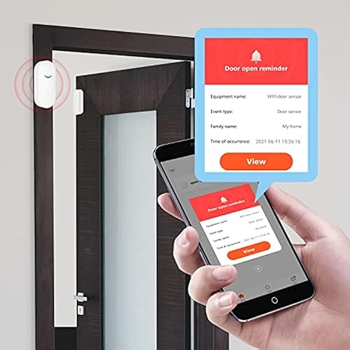Paquete de 4 sensores inteligentes de puerta/ventana: alarma WiFi, alertas inalámbricas, compatible con Alexa/Google Assistant