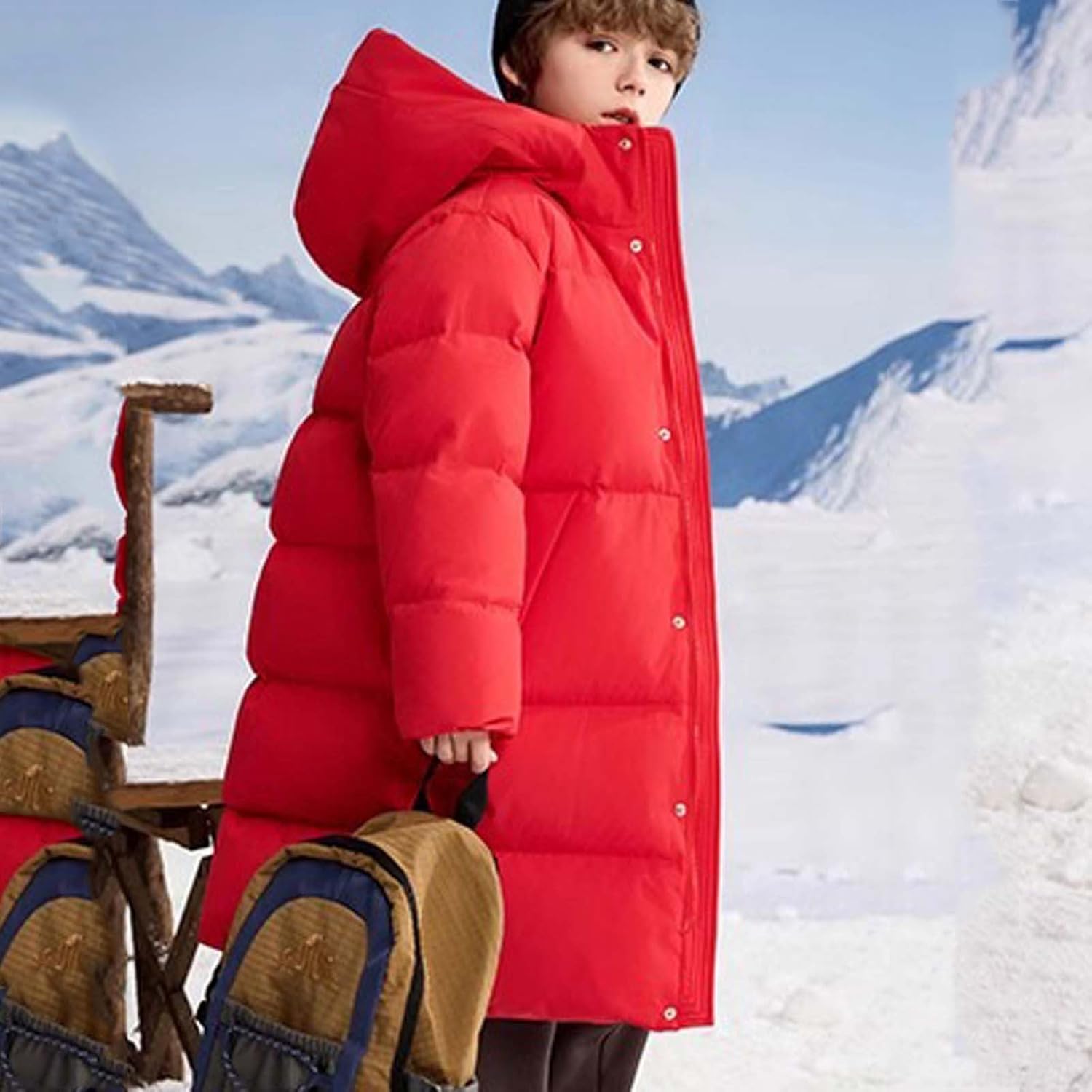 Girls Long Winter Puffer Coat Thickened Warm Puffy Quilted Jacket Long Sleeve Padded Down Outerwear for Kids 4-15 Years