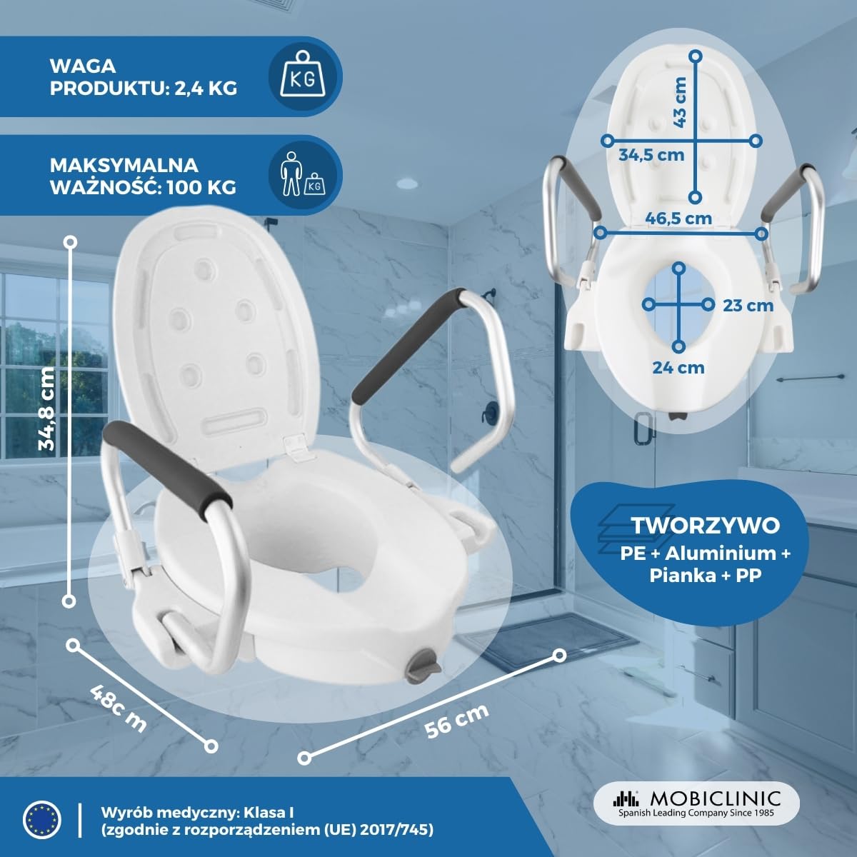 Podnieść WC | Powiekach | Składane podłokietniki | Biały | guadiana | Mobiclinic