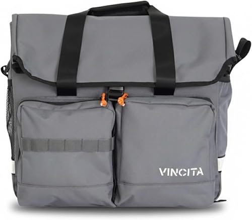 Vincita Bolsa grande gris minimalista para bicicleta plegable Brompton - Con correa de hombro desmontable, cubierta para lluvia, compartimento para