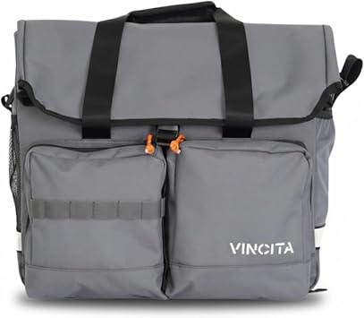 Vincita Voyage Atlas Front Bag for Brompton Largest Expandable Touring Carrier with Frame Fits 16" Laptop, Quick-Access Zipper & Rain Cover Compatible with S, M, H, P Handlebars Grey