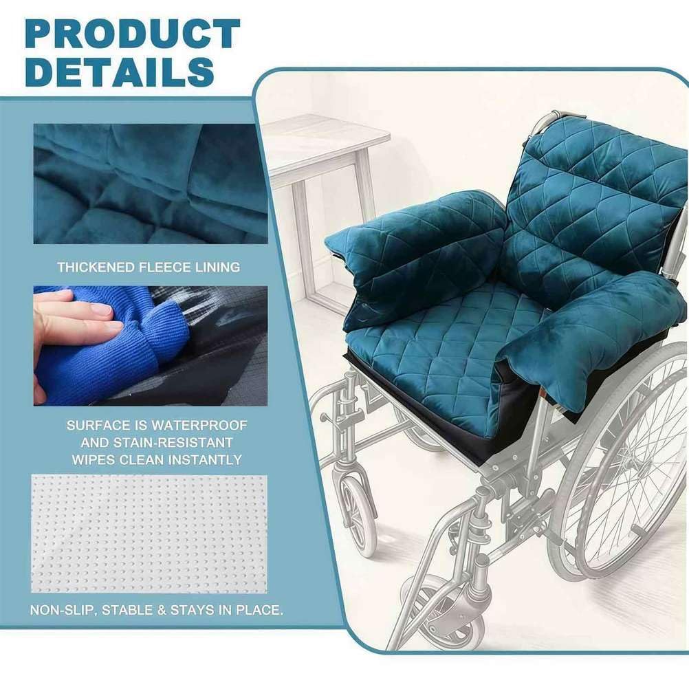 Cojines para silla de ruedas para aliviar la presión con fundas para reposabrazos, soporta coxis y espalda, diseño antideslizante para mayor comodidad