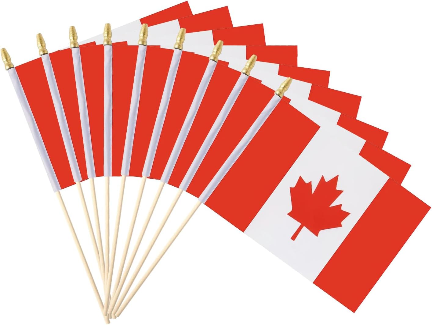 Small Canada Flag, 12Pack Mini Handheld Canadian Flag 5x8 Inch for Independence Day, Patriotic Parties, Grand Opening Indoor Outdoor Decorations