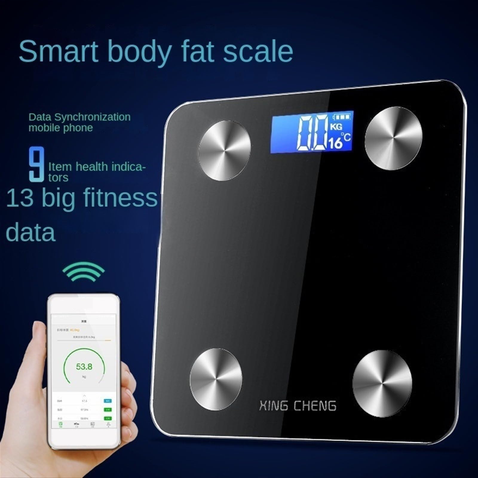 Bilancia Intelligente Del Grasso Corporeo Bluetooth Con Corporea Grassa Preciso E Facile Da Leggere(Black)