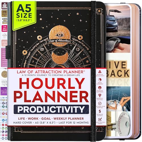 Life Planner - Undated Weekly & Monthly Planner, 12-Month Journey to Increase Productivity | Gratitude Journal, Life Organizer & Goal Journal | Include Foldable Vision Board, Habit Tracker & Stickers