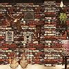 LZH-LP Antique Brick Wallpaper, Red Brown Brick Peel Stick Vinyl, 45x300CM Removable Vintage Cement Wall Self-Adhesive Wallpaper Film Roll for Wall Cabinet DΓ©cor #1