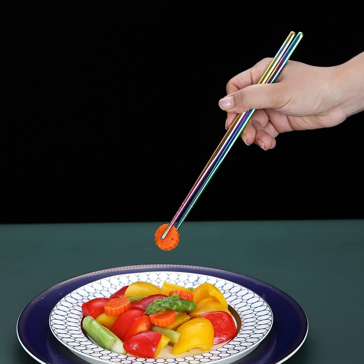 10 Pairs Reble Chopstis, Titanium Rainbow Plating Stainl Steel