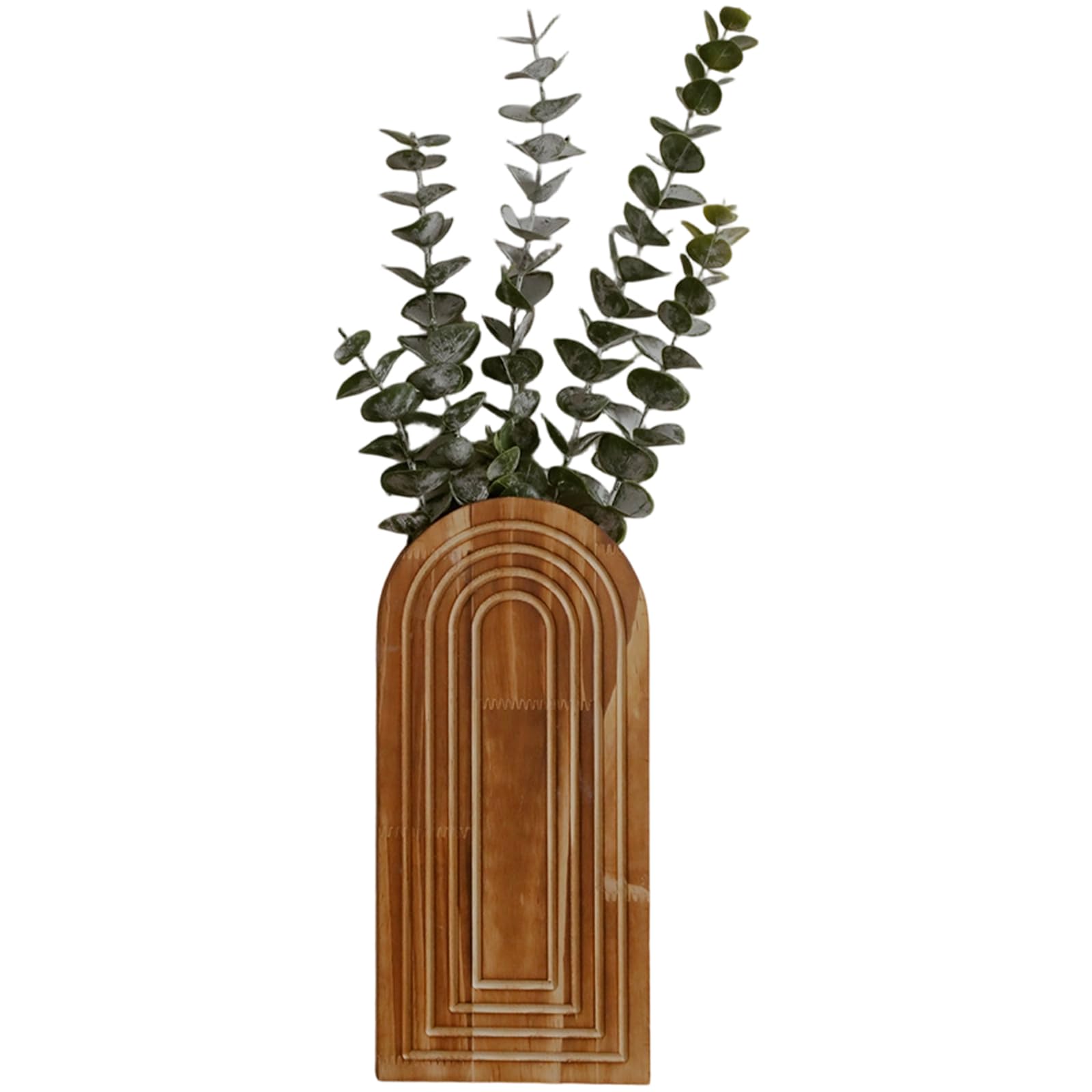 Wood Indoor Wall Planter, Farmhouses Pocket Vase for Dried Flower Faux Greeneries Plant Modern Wall Decors for Bedroom Wood Hanging Vase