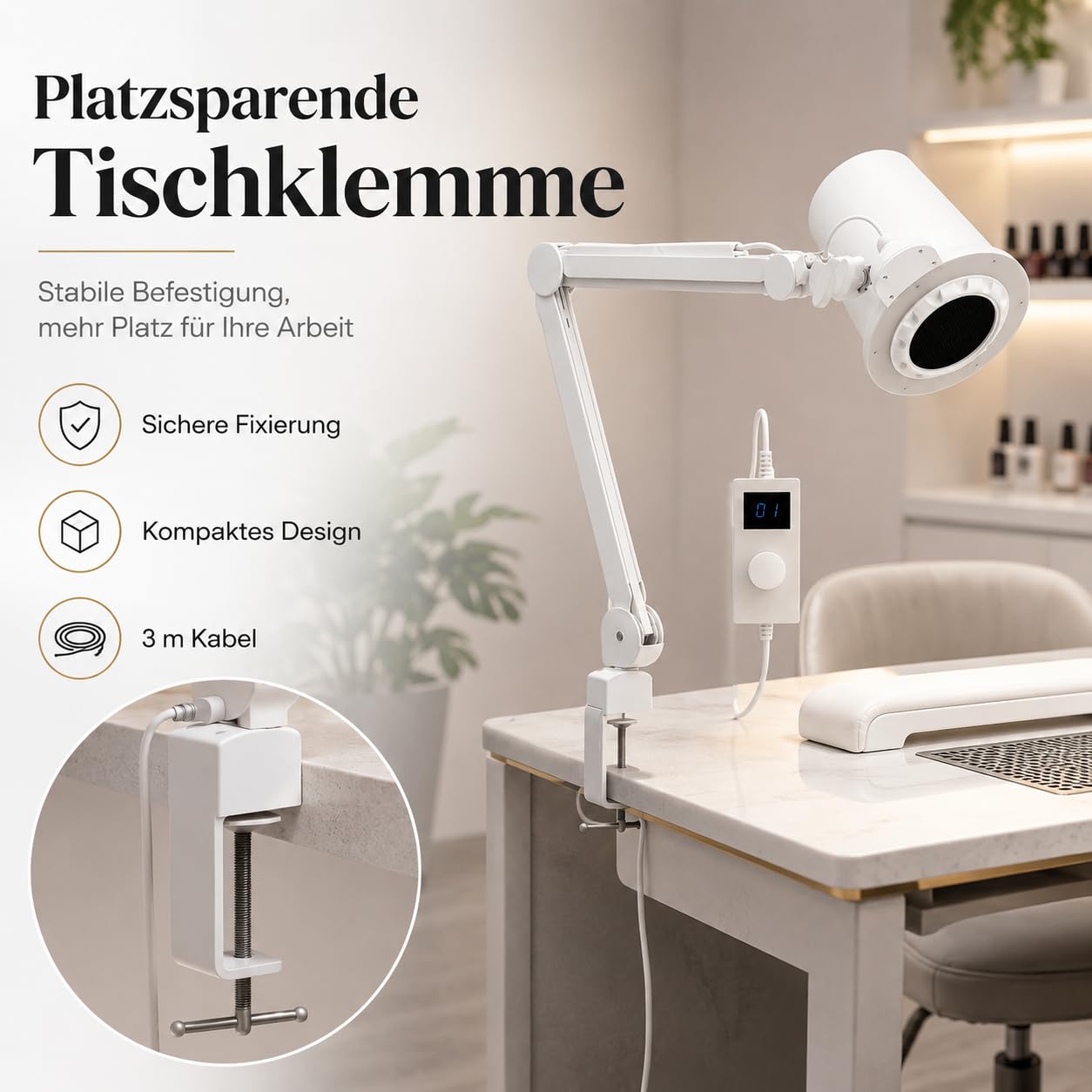 Nagelstaubabsaugung Nagelstaubsammler Maniküre Nagelstaubsammelmaschine Pediküre,110V~250V, 50/60HZ,55W,0-4300rpm(10 Gänge) in der Nagelkunst, Salon,Nagelkunstschule,Einkaufszentrum, Schönheitssalon