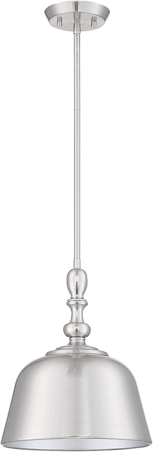 Savoy House 7-3751-1-SN Berg Industrial Metal Bell Pendant, 1-Light 60 Watt, 14" H x 12" W, Satin Nickel