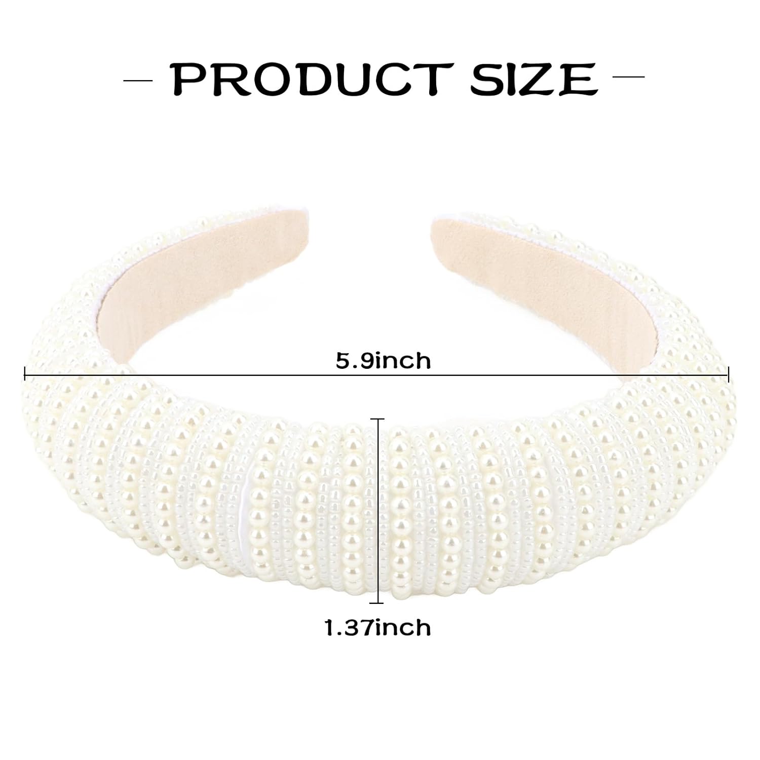 YISSION White Pearl Headband Beaded Head Band Fashion Padded Jeweled Headbands for Women Wedding Bridal Hairband Hair Accessories for Women Girls - Image 2