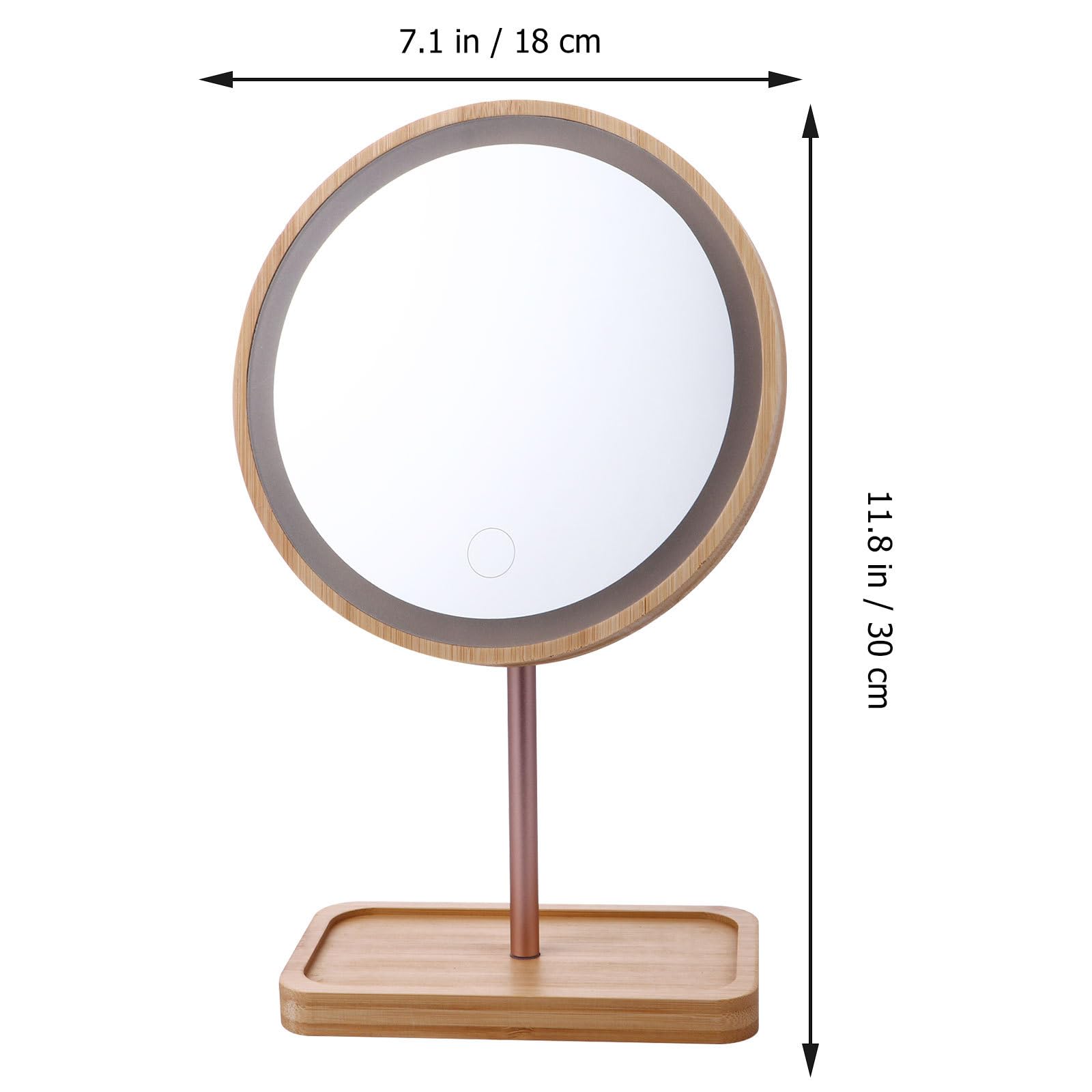 Genérico Espejo y Madera Beige Material Sintético de Maquillaje LED con Base Estable y Diseño Táctil Adecuado para Maquillaje Diario y Obsequio Elegante