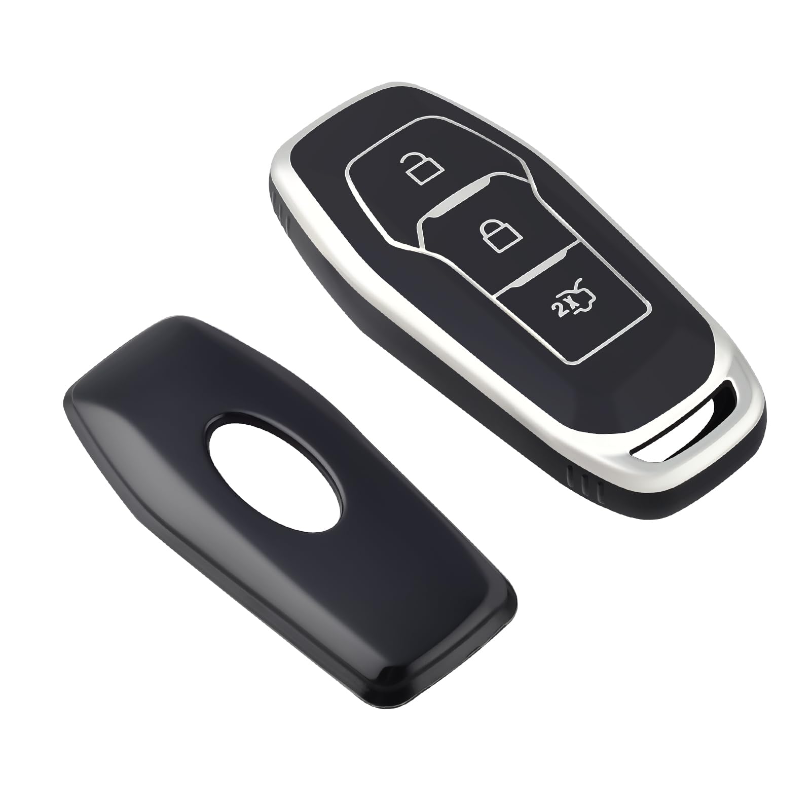 OFFCURVE Étui Clé Voiture 3 Boutons - Coque Protection Silicone TPU Pour Ford Focus, Fiesta, Mondeo, Kuga Et Modèles Compatibles
