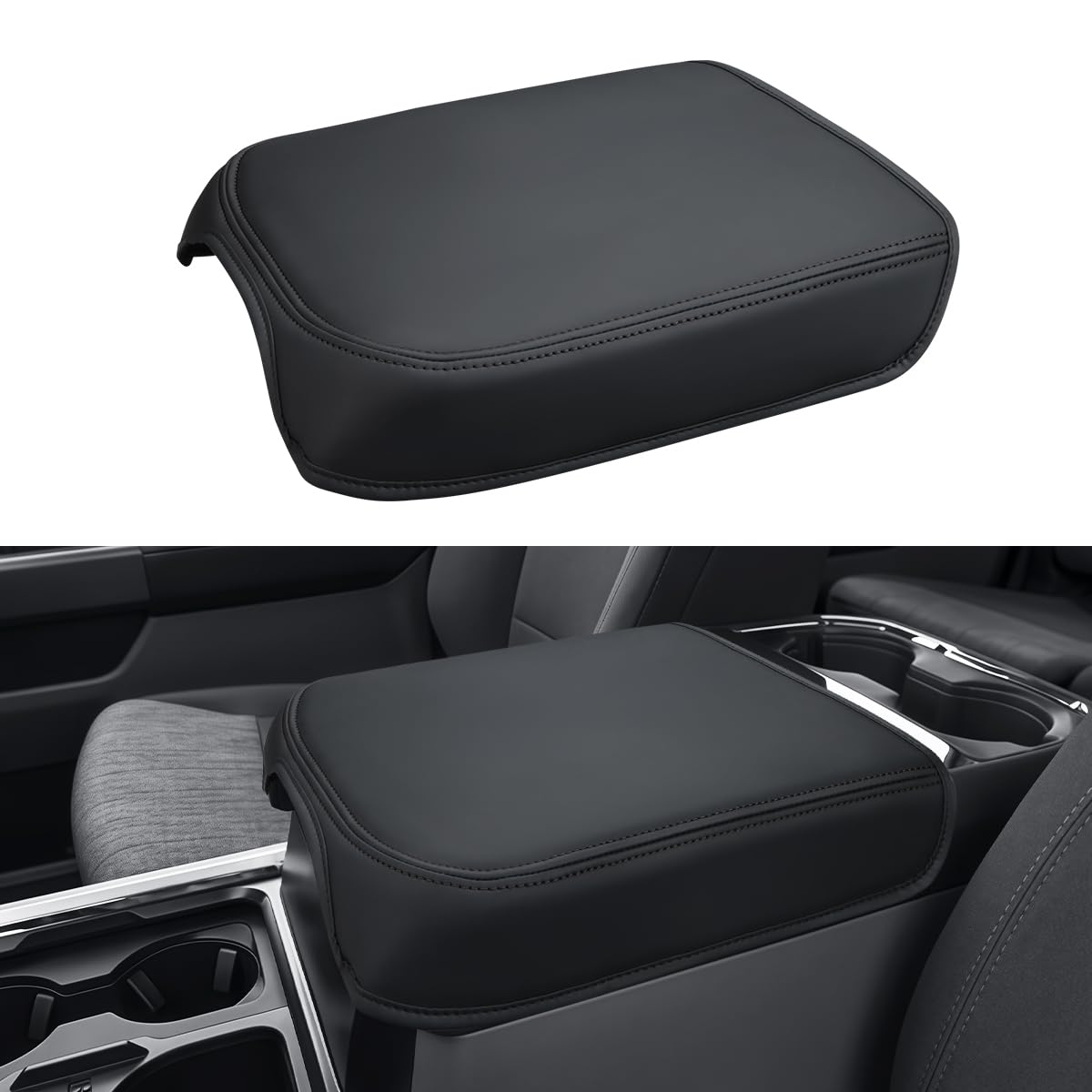 INTGET Center Console Cover for 2026 Ford F250 F350 F450 F550 Super Duty Accessories 2023 2024 2025 XLT Car Interior Armrest Arm Rest Leather Middle Cushion Lid Pad Protector(Fit for Bucket Seat Only)
