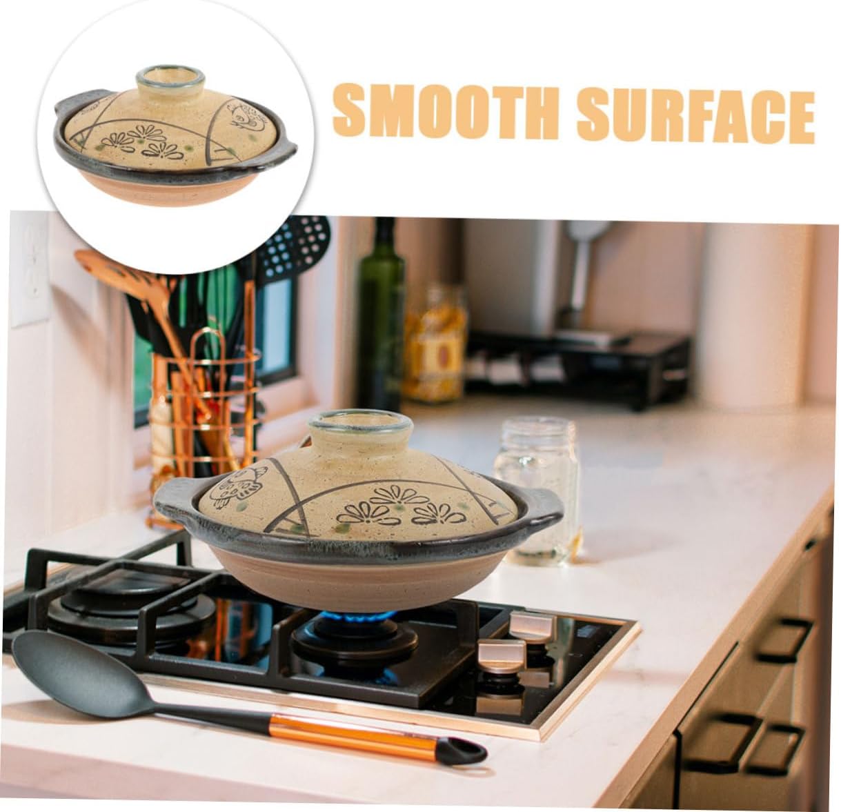 IMIKEYA Japanese Ceramic Casserole Pot High Temperature Resistant Cooking Pan for Soup Stew Rice Noodles Pot Kitchen Ceramic Cookware for Stove Top Cooking