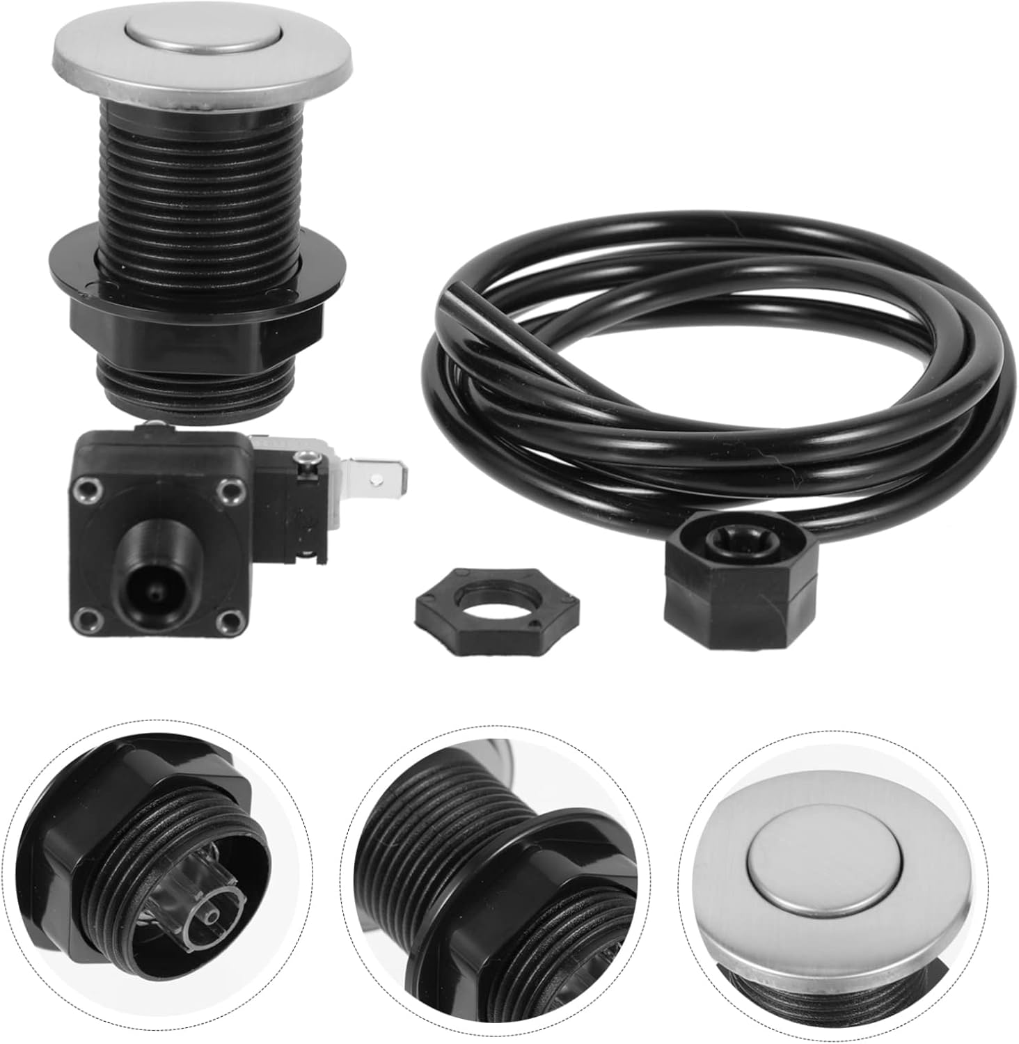 1set Garbage Disposal Button Bathtub Supply Easy Installation Replacement Parts for Food Waste Disposer Compatible Various Models