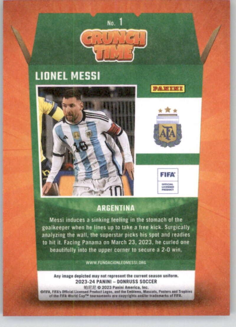 Amazon.com: 2023-24 Donruss Crunch Time #1 Lionel Messi Argentina