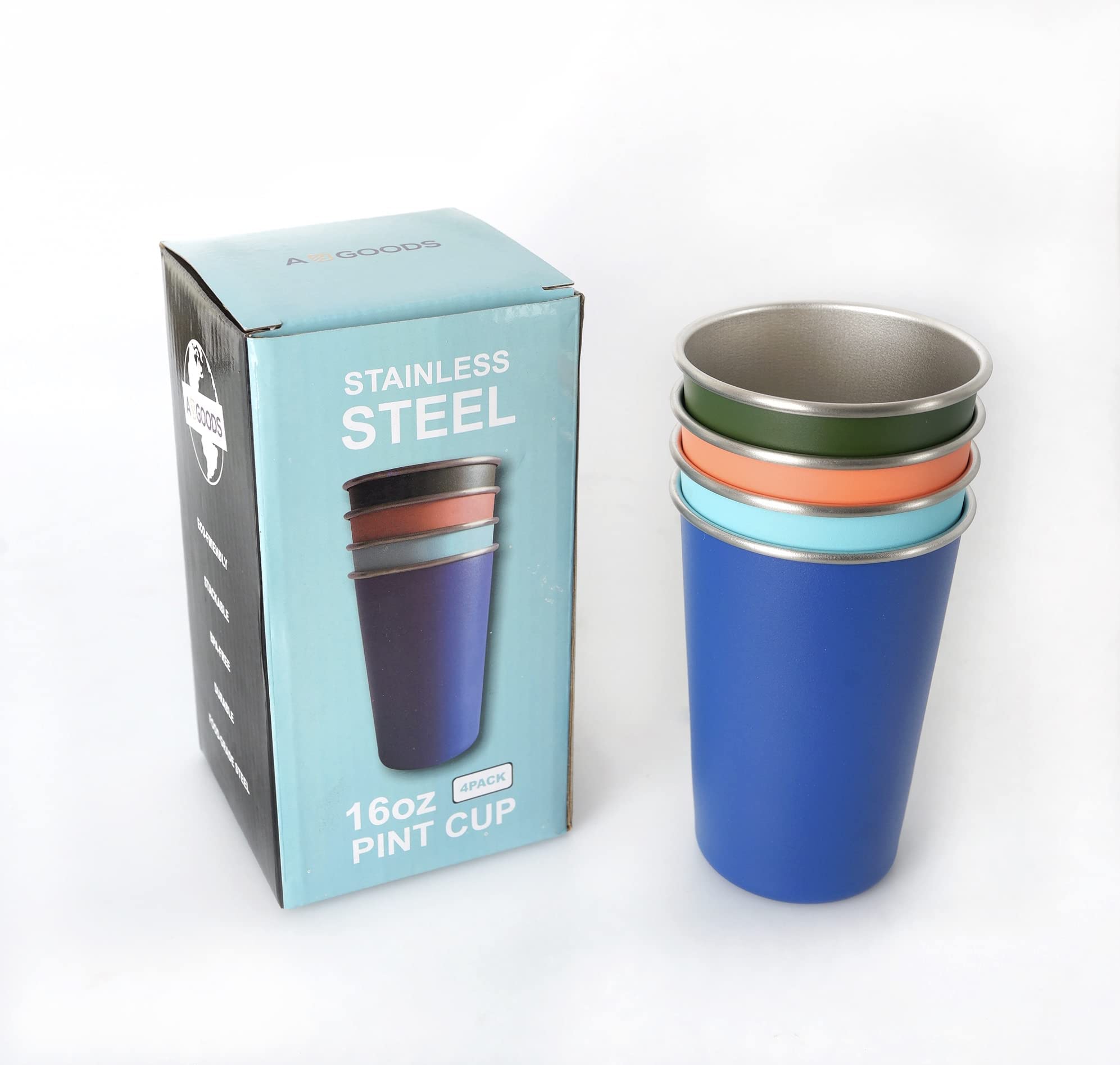 Buy Premium Pint Stainless Steel Cups for Kids and Adults 16 oz Drinking Glasses Made of Steel
