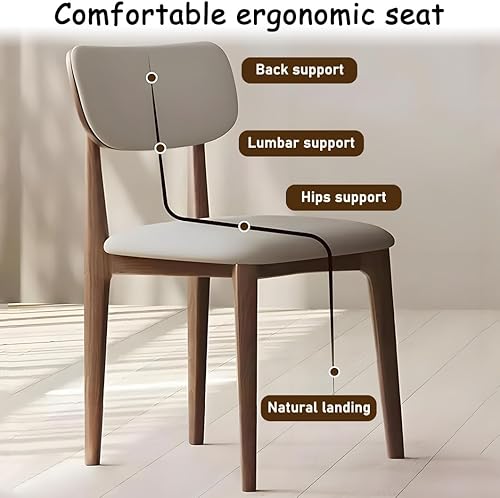 Miniatura 8 de YVYKFZD Solid Wood Dining Chairs, Kitchen Chairs Set with Curved Backrest, Leather Upholstered Dining Room Chair, Armless Living Room Chair, for
