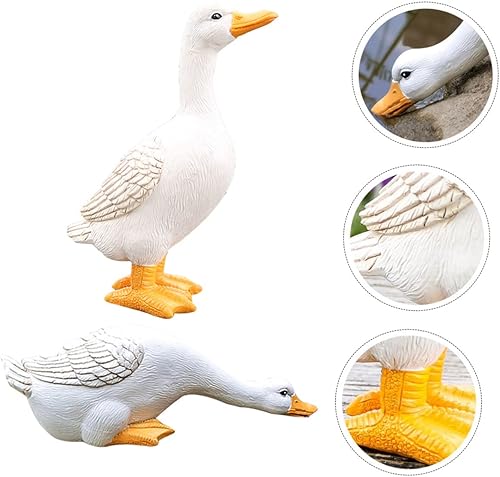 Miniatura 9 de GANAZONO Figura de pato blanco simulada de pato, figura de pato, estatua coleccionable de resina, decoración de patio blanco, decoración de estanque
