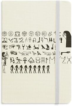Amazon エジプトの象形文字のフレスコ画のイラストパターン 古典的なノートのファブリックカバー事務の贈り物 ノート 文房具 オフィス用品