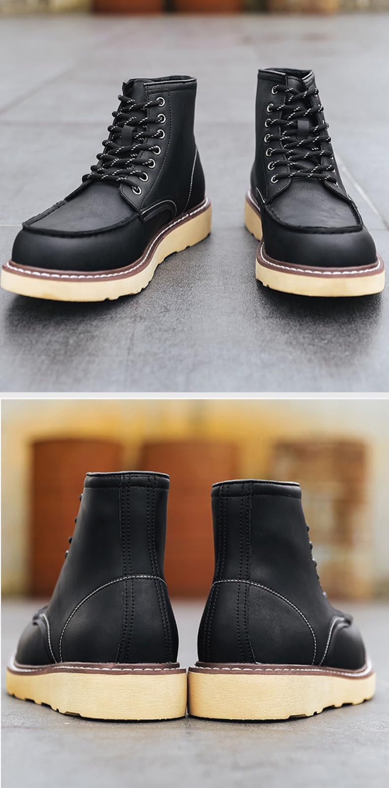 LKSCY męskie buty robocze Moc Toe sznurowane prawdziwa skóra masywna