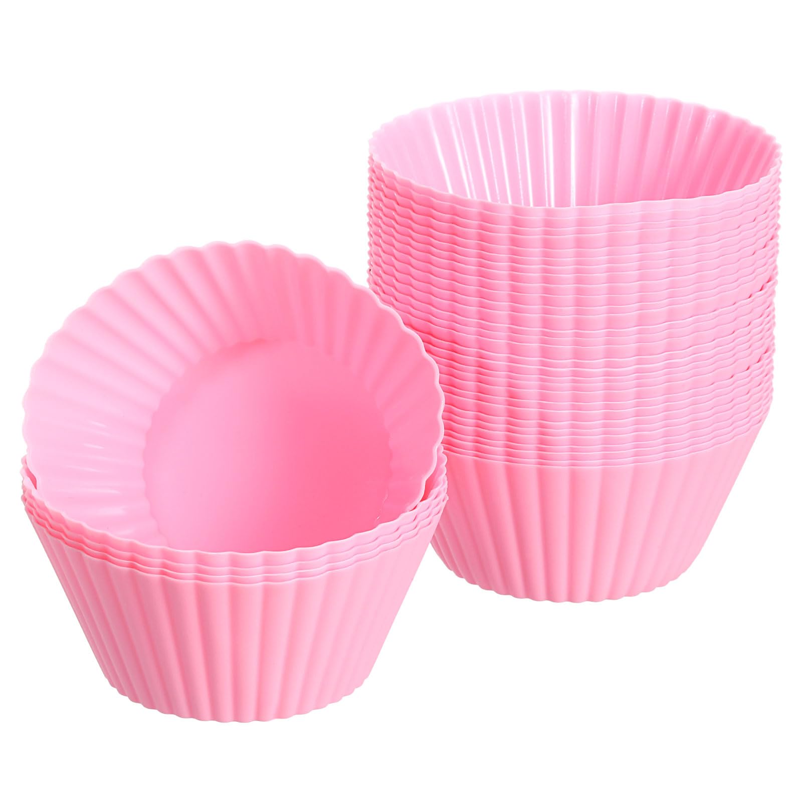 Moldes de silicona para cupcakes uxcell color rosa en pack de 36 unidades para reposteria casera