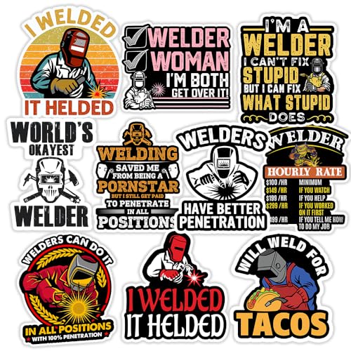 SODAVA Welding Stickers Pack – 10 pcs 3' Funny Welder Decals, Welding Quotes for Toolbox, Helmet,...