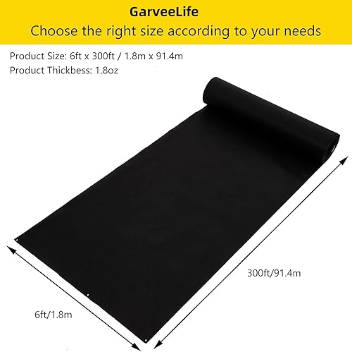 Miniatura 7 de Tela de barrera de malezas de 6 pies x 300 pies, no tejida de alta calidad, cubierta del suelo de 1.8 onzas, alfombrilla de jardinería, fácil