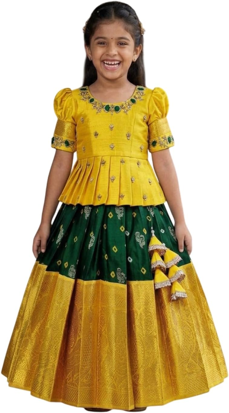 Girls Polyester Blend Readymade Lehenga Choli Set