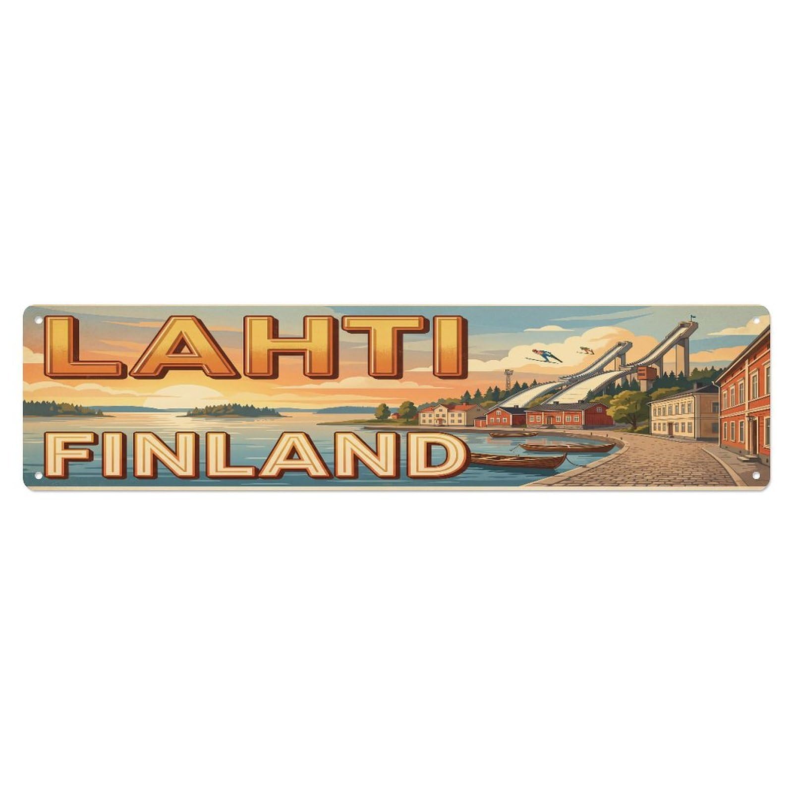 Tgrcjimh Style Metal Tin Sign Vintage Finland Lahti Travel