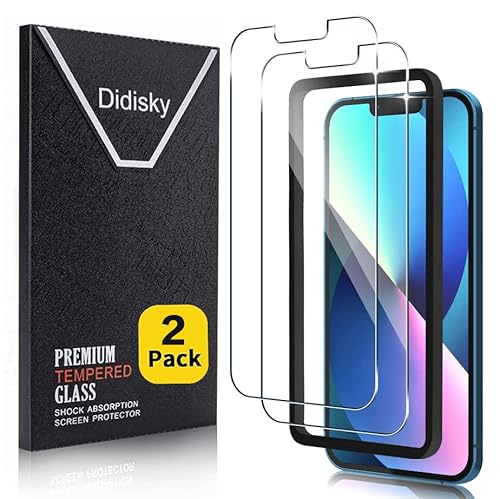 Didisky Tempered Glass Screen Protector Compatible with iPhone 14/13 / 13 Pro 6.1 - Inch, [2 Pack] With Easy to Installation Tool,Soft Touch,9H,Transparent