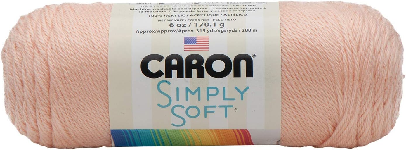 Caron Light Country Peach, Simply Soft Solids Yarn, Multipack of 12, 12 Pack
