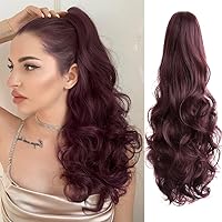 Vista 1 de Extensiones de cabello para cola de caballo con clip de garra, onduladas de 20 pulgadas de largo, cola de caballo sintética para adultos, mujeres