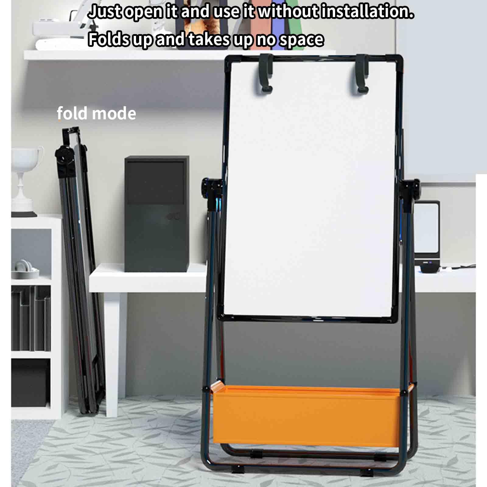 Pizarra Blanca Magnetica Pizarras Blancas De Rotulador Magnética Whiteboard Rotulador Borrable White Board Con Soporte Plegable Fuerza Magnética Escuela De Oficina En Casa (Black,57x77cm)