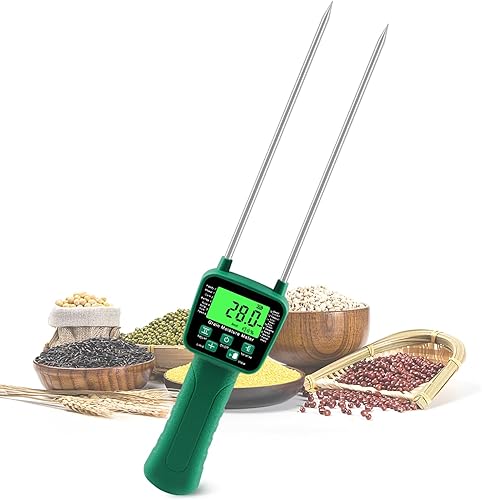 Medidor digital de humedad de grano, probador de humedad de grano para 14 tipos de granos, rango de medición 10-40% y soporte de voz de mensaje,