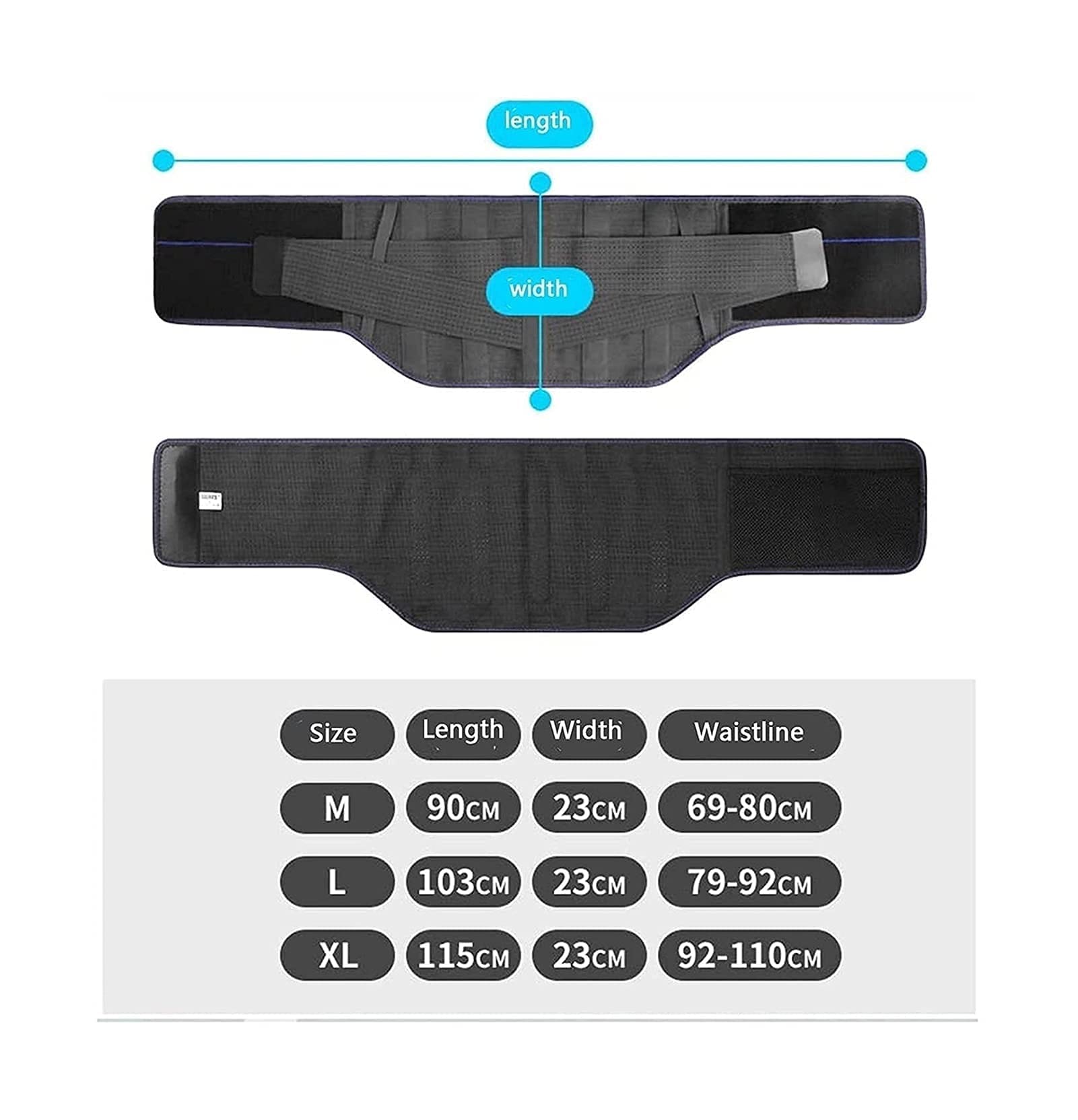 Cinturón de apoyo para la espalda lumbar para hombres y mujeres Cinturón transpirable para la parte inferior de la espalda con almohadilla lumbar Alivio inmediato del dolor de espalda (Negro L)