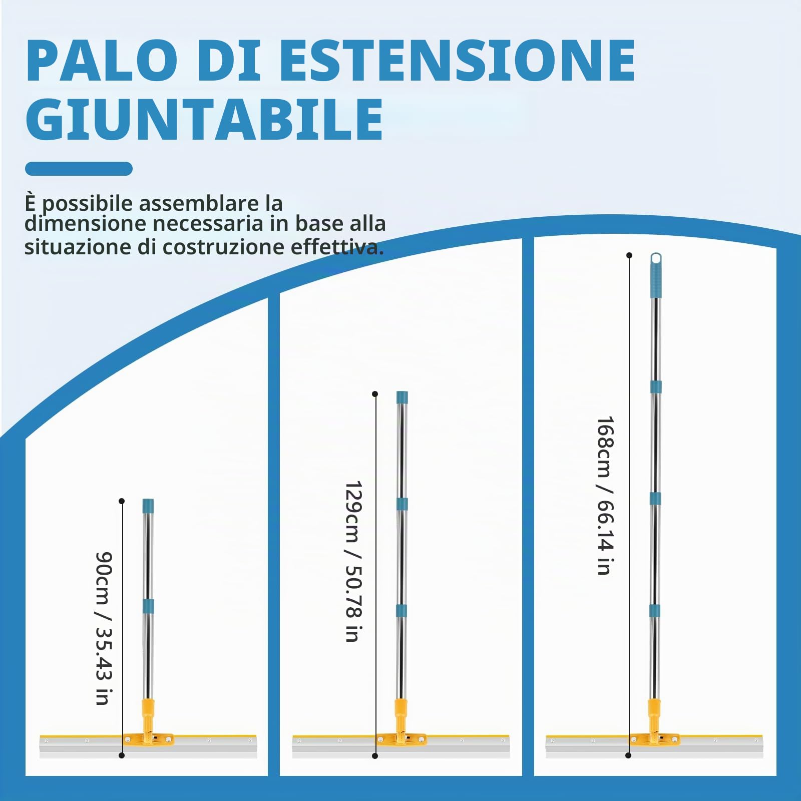MXBAOHENG 56 CM Raschietto per Cemento Autolivellante con Asta Telescopica 1,6 M e 2 3 e 5 MM Spatola Dentata in Acciaio Inox per lisciare lo spessore di 2-4 MM spessore di autolivellante