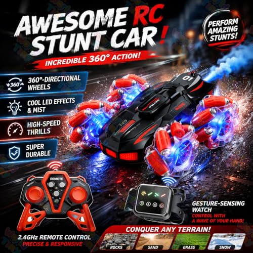 Image of WOT 4WD RC Drift Stunt Car | Hand Sensor Gesture Control, 360 Spin, Spray Mist Racing Car for Kids (5+ Years) (Multicolor)