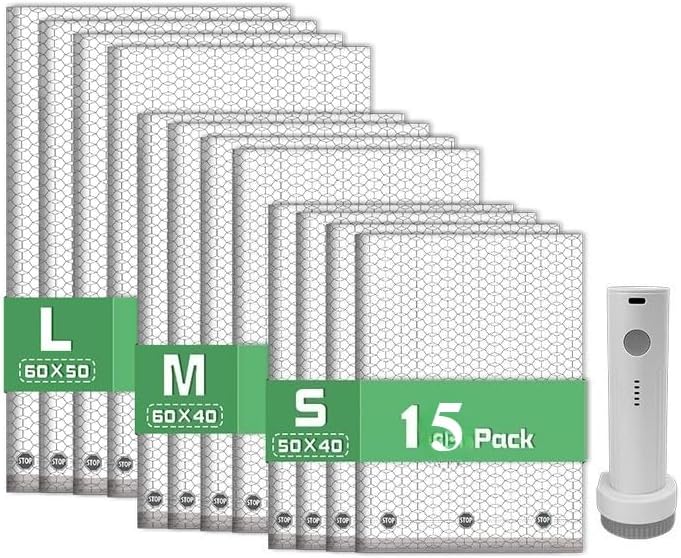 soulin vacuum bags - New & Improved 2026 Model (White,15 Bags(5S+5M+5L))