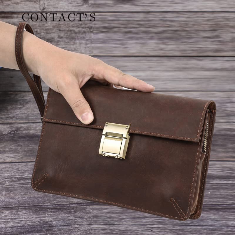 Generic Vintage Leather Mens handbag with wrist strap buckle, mens armpit bag, business handbag, mobile phone storage bag2