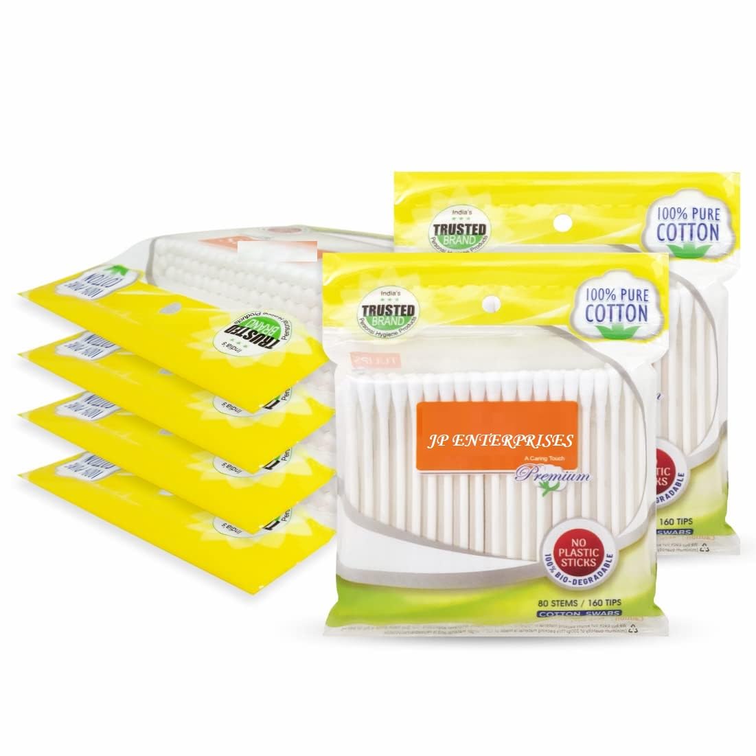 JP ENTERPRISES Premium Cotton Ear Buds/Swabs (Pack of 6) with white PAPER Sticks, 80/160 Tips-image-15