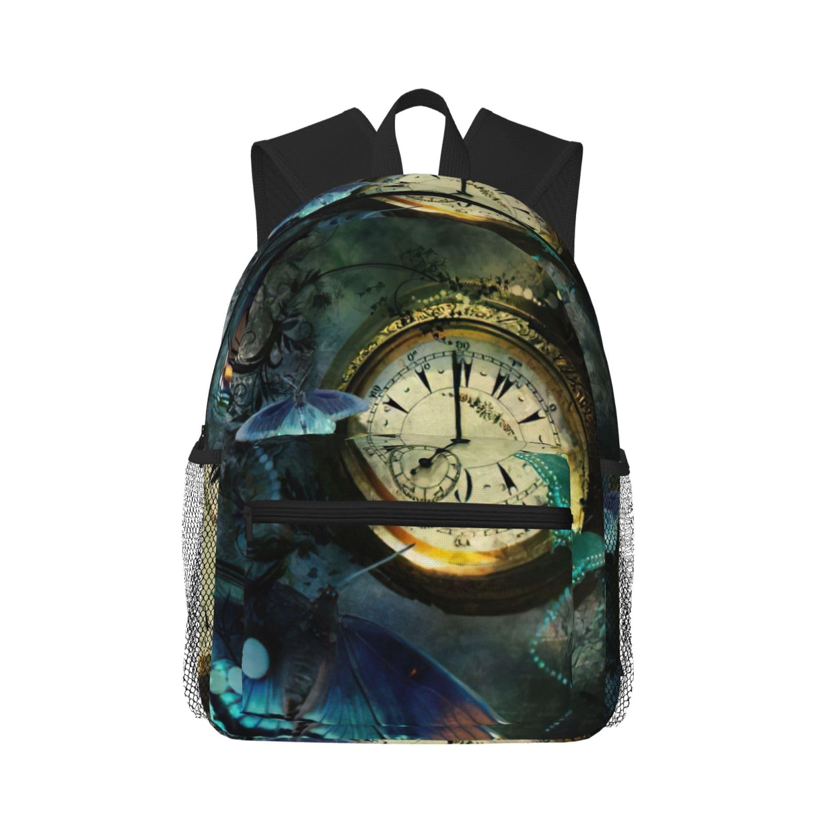 Mochila para laptop con estampado de mariposas y tirantes ergonómicos negros 8