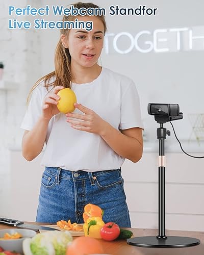 Miniatura 6 de Soporte de trípode para cámara web para escritorio de altura ajustable y soporte giratorio de 360° para cámara web compatible con Logitech Webcam