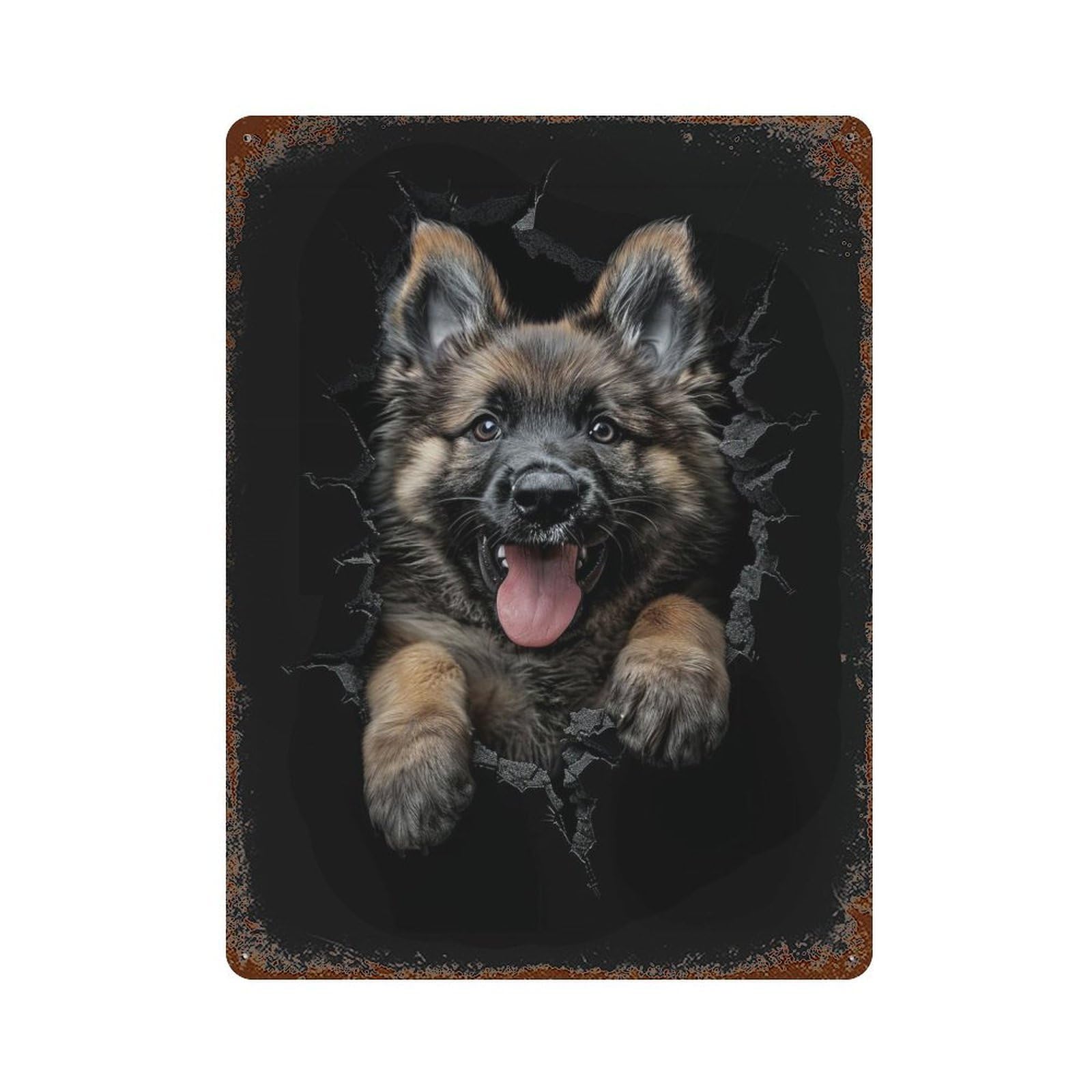 Norwegian Elkhound Vintage Wall Sign 15.7"x11.8", Rust Effect Metal Decor for Farmhouse, Kitchen And Entryway Decor