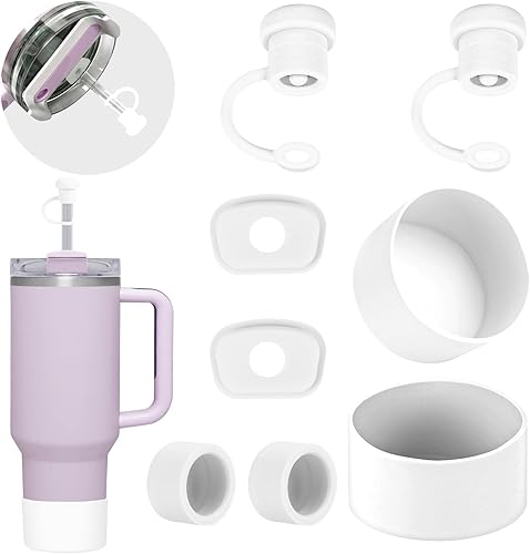 8 fundas de popote para Stanley Cup de 40 onzas, 30 onzas, H1.0 H2.0, incluye 2 fundas de silicona, 2 tapas de pajilla, 2 tapones de tapa redonda y disponible en Yaxa Peru