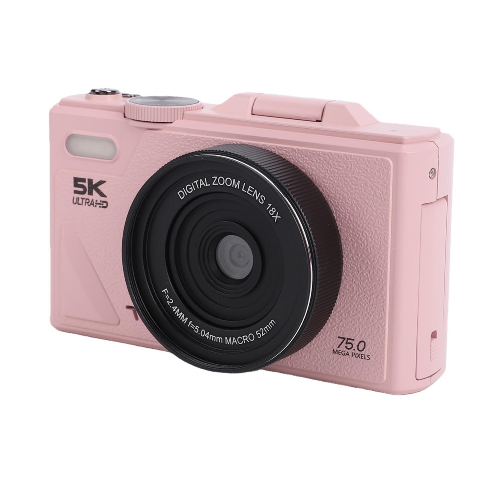 Akozon Fotocamera Digitale 5K Fotocamera per Vlogging da 80 MP Zoom Digitale 18X Schermo Ribaltabile IPS da 3 Pollici con Videocamera per Principianti, Rosa