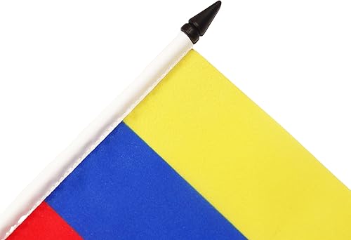 Miniatura 204 de Bandera de mesa Colombia 5'' x 8'' - Bandera de escritorio colombiana 8.3 x 5.5 in - Barra y base de plástico negro - AZ FLAG