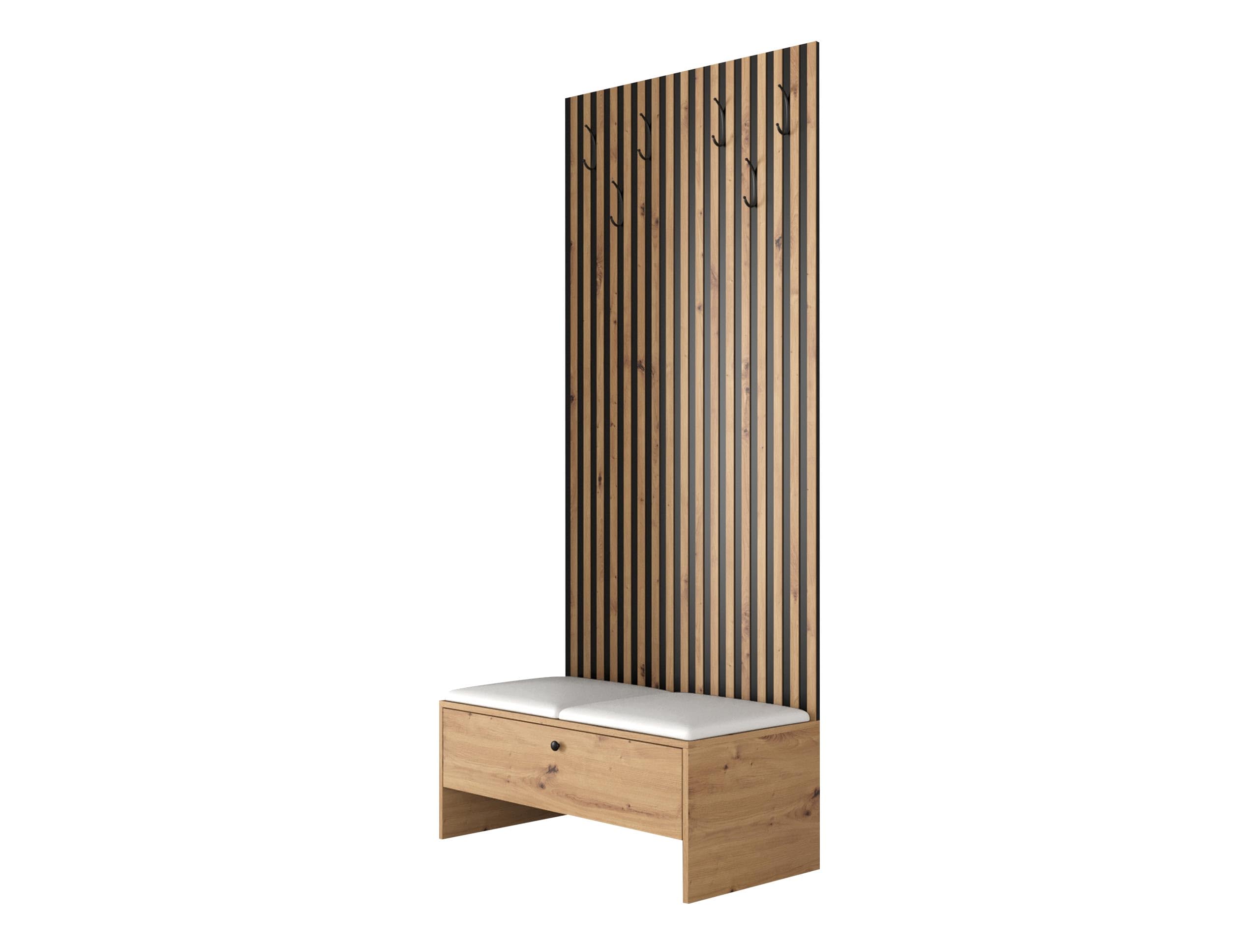 Mirjan24 Garderoben-Set Melire IV, Schuhschrank + Lamellen Paneel mit Kleiderhaken + Gepolstertes Paneel/Wandpaneel, Flurgarderobe, Wandgarderobe (Eiche Artisan, Soft 017) Küche, Haushalt & Wohnen